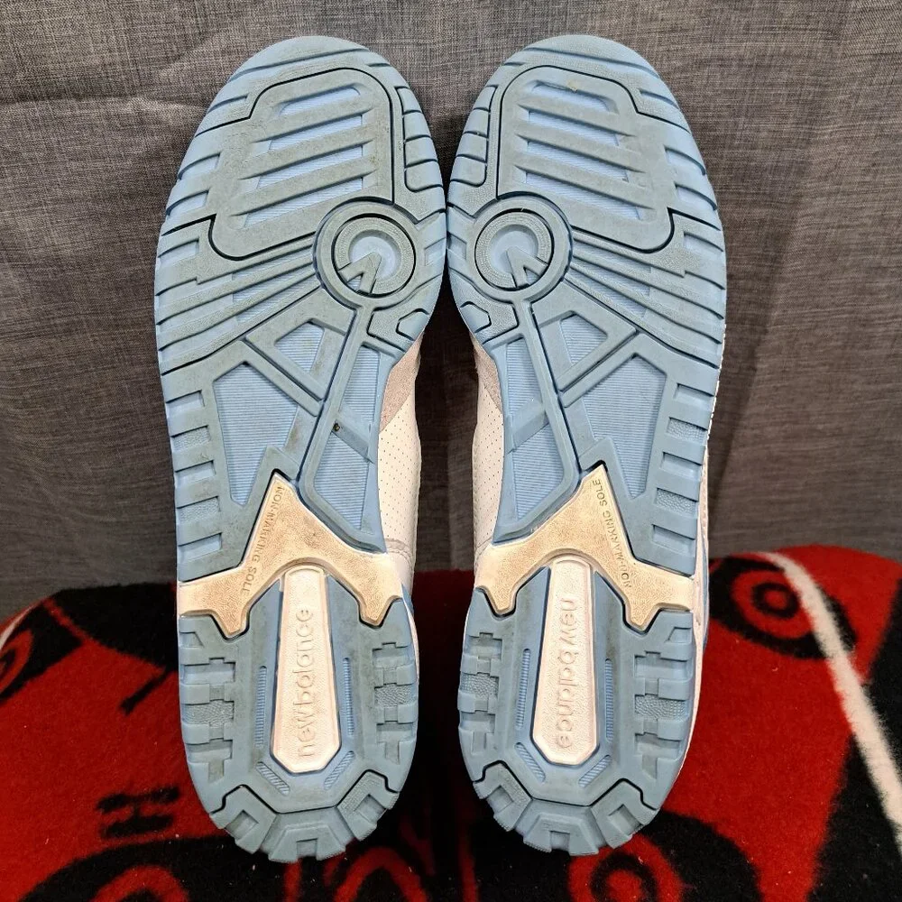 New Balance 550 White and Blue Athletic Shoes - Picture 6 of 13